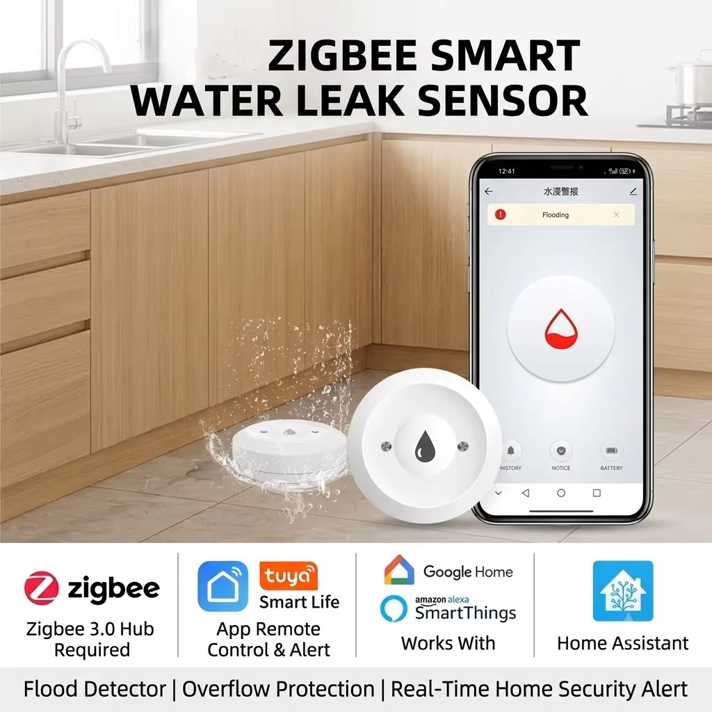 Water Alarm Sensor - ZigBee 3.0 Smart Water Leak Sensor